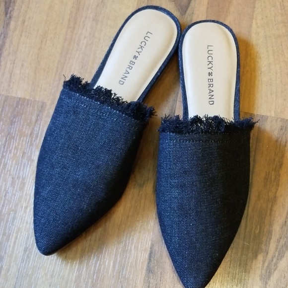 Lucky Brand Shoes - Lucky Brand | Black Denim Fringe Flats Mules